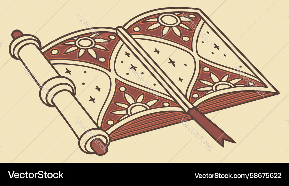 Ornate rolled scroll with decorative patterns Vector Image