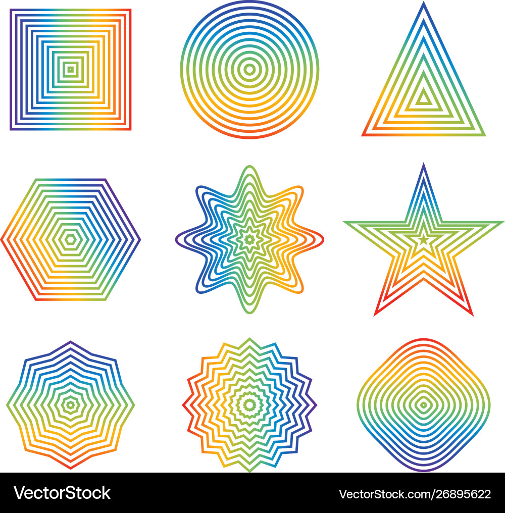 Rainbow line in geometric shape element Rainbow line in geometric shape element Vector Image