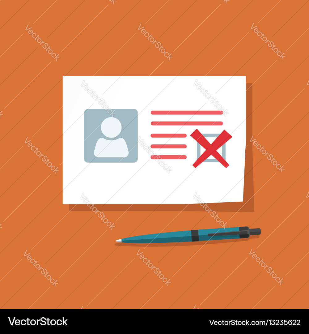 Rejected Application Document vector image