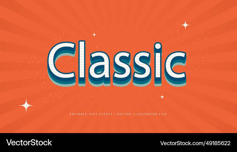 Retro 3D Text Effect Template Vector Image