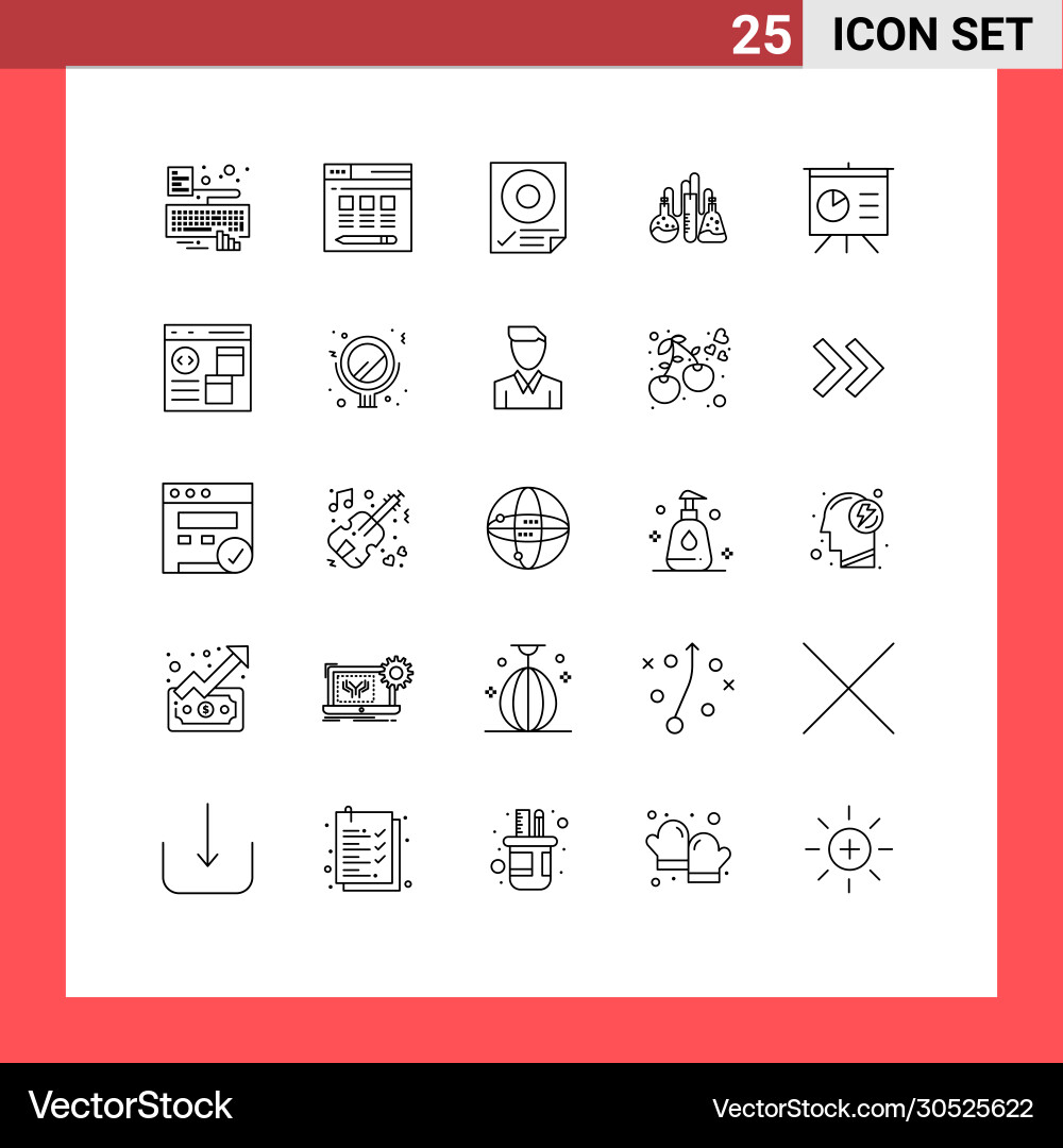 Set 25 lines on grid for board science data Vector Image