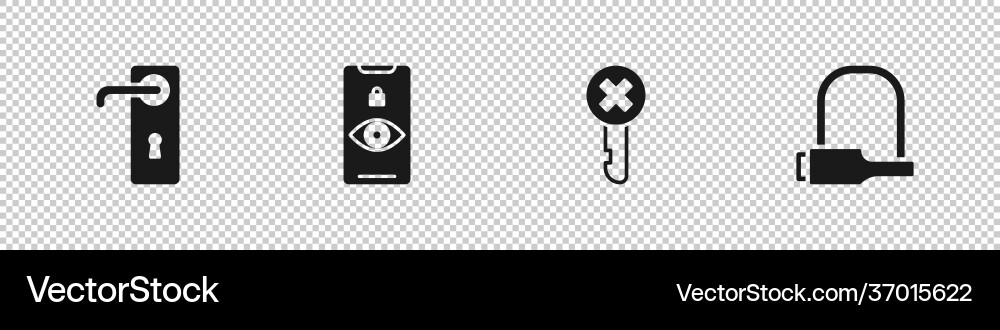 Set door handle eye scan wrong key and bicycle Set door handle eye scan wrong key and bicycle Vector Image