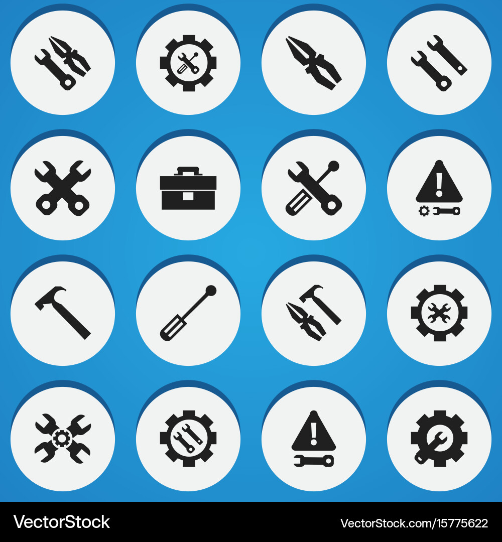 Set of 16 editable tool icons includes symbols Vector Image
