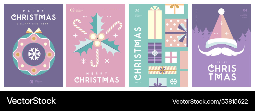 Set of merry christmas and new year greeting cards Set of merry christmas and new year greeting cards vector image