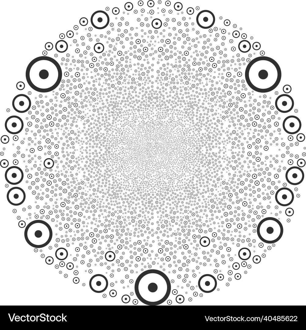 Sphere center icon collage exploding round cluster Vector Image
