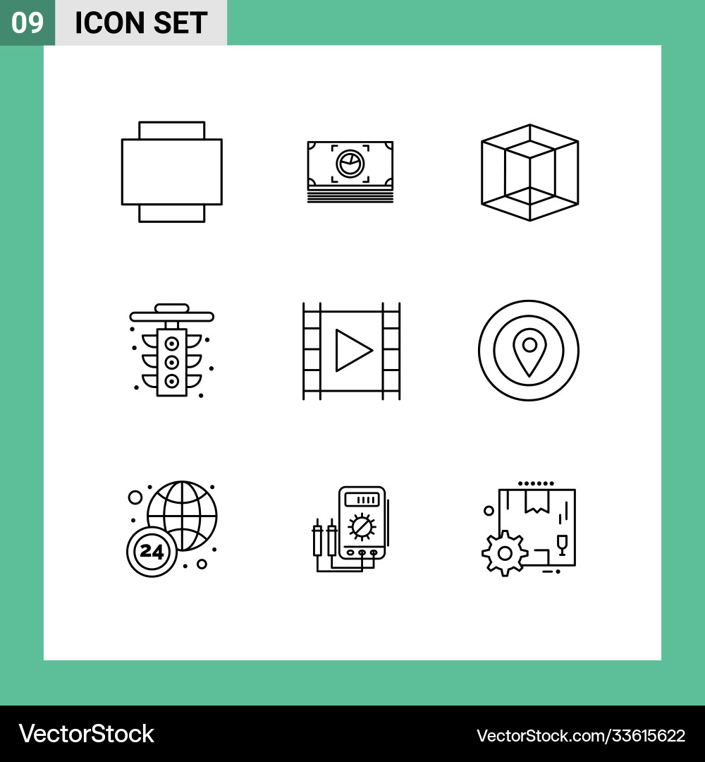 User interface pack 9 basic outlines stream Vector Image