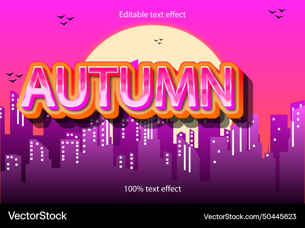 Autumn editable text effect 3 dimension emboss Autumn editable text effect 3 dimension emboss vector image