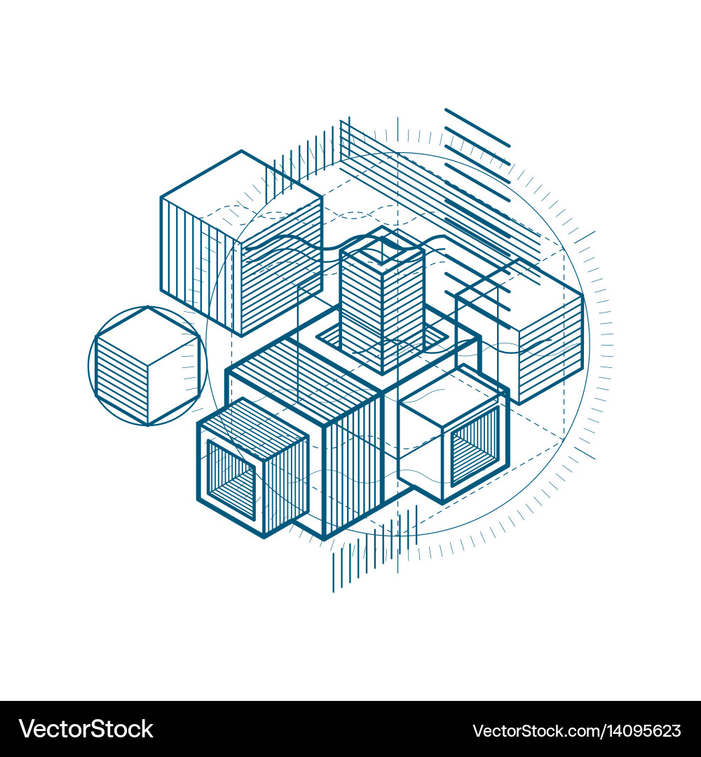 Background with abstract isometric lines Vector Image