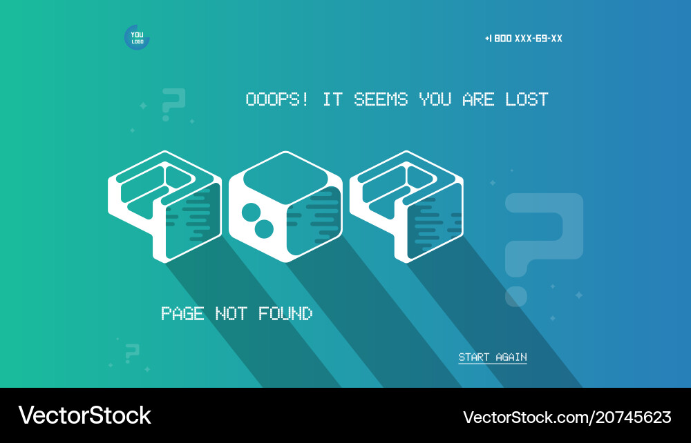 Error 404 page template with flat space art vector image