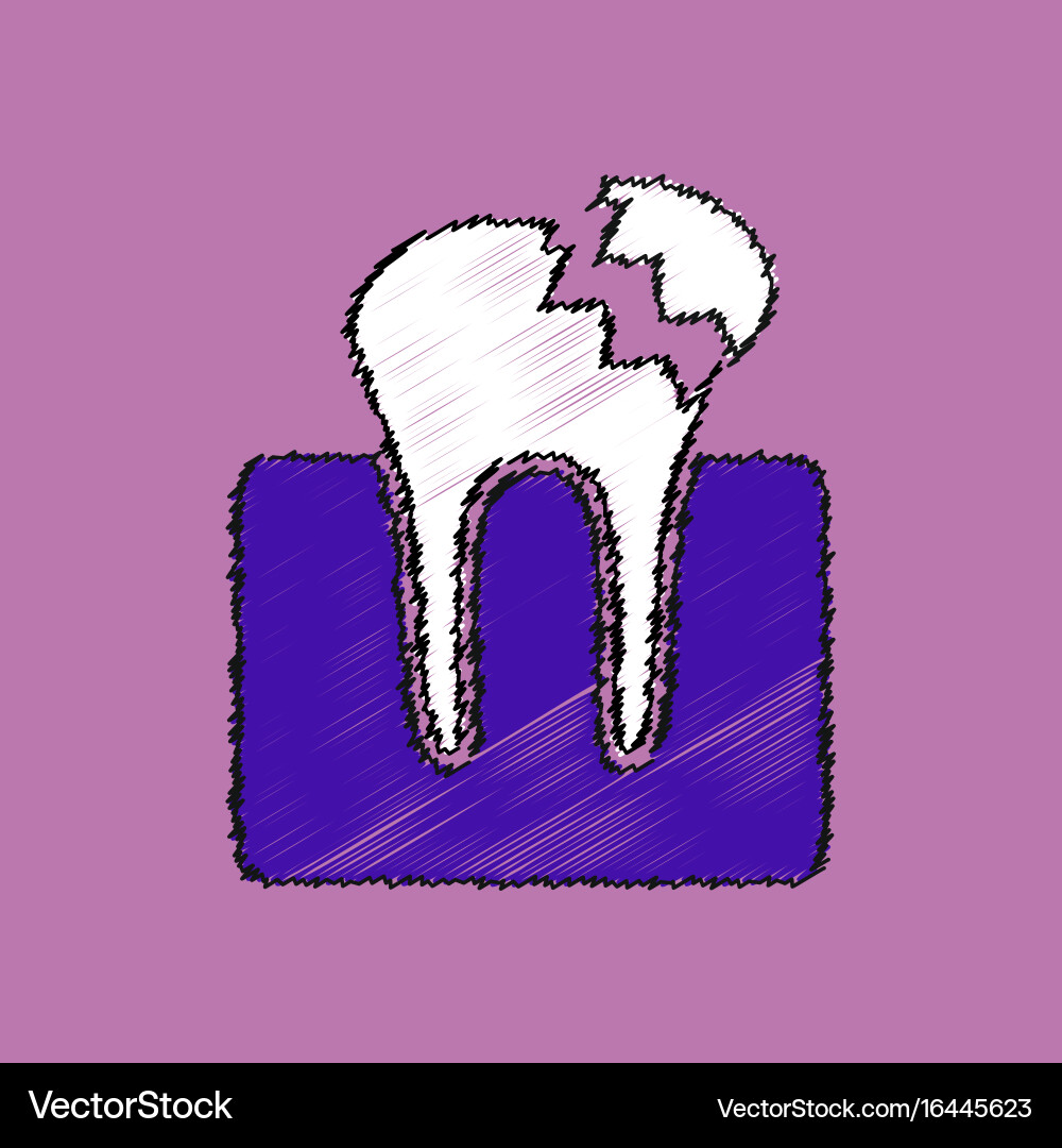 Flat shading style icon broken tooth Vector Image