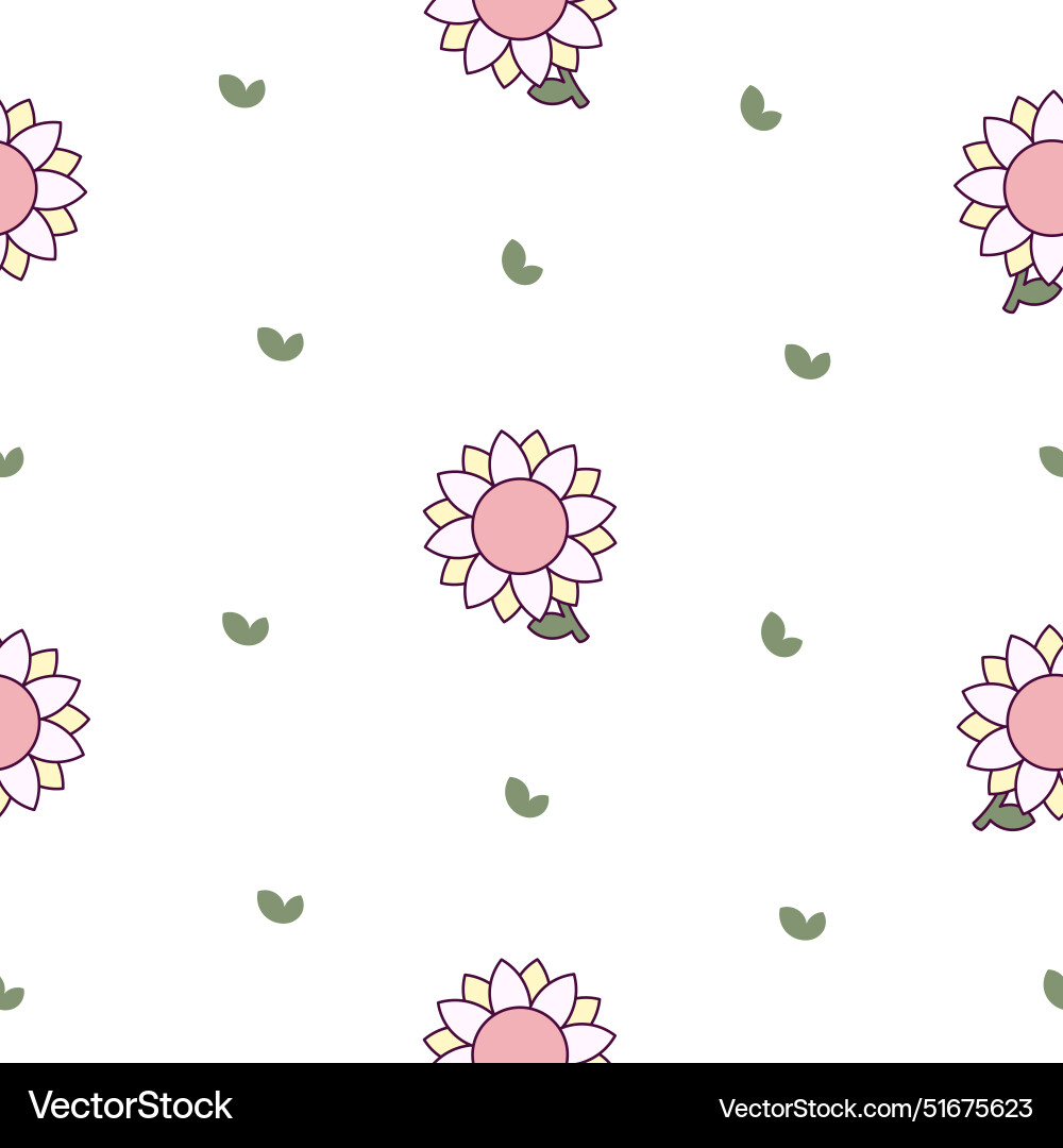 Flower with leaves seamless pattern spring time Vector Image