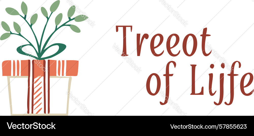 Gift box with treeot of lijfe tree motif design Vector Image