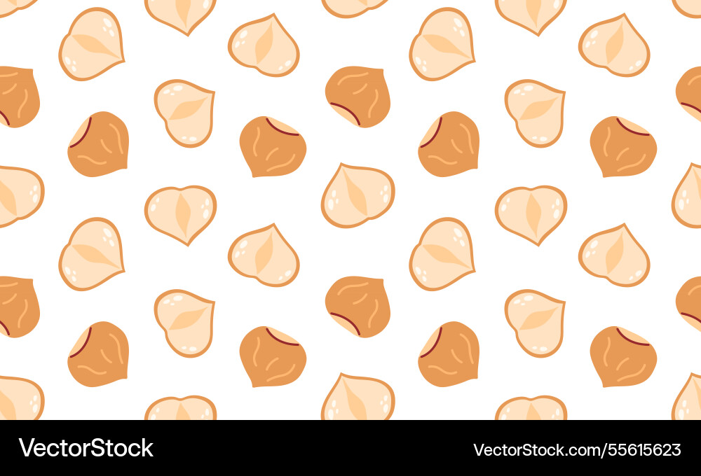 Hazelnut seamless pattern nuts and seeds Hazelnut seamless pattern nuts and seeds vector image