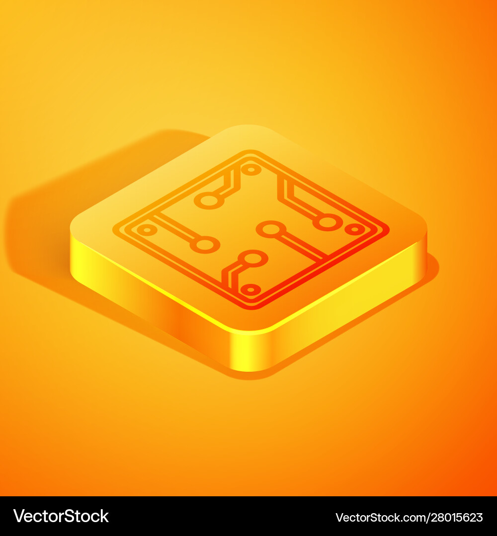 Isometric line processor icon isolated on orange Isometric line processor icon isolated on orange Vector Image