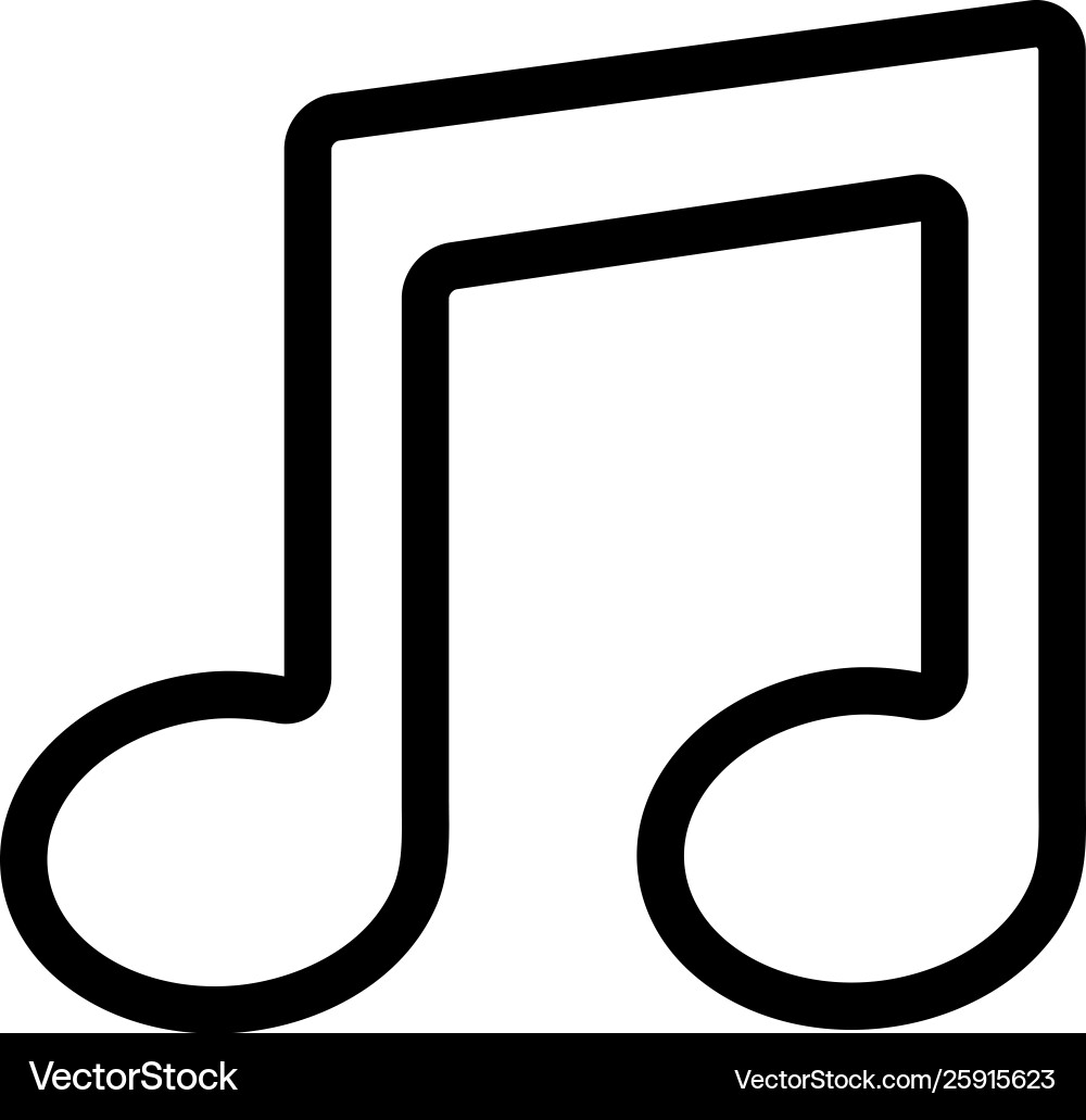 Music note line icon in flat style for app ui Vector Image