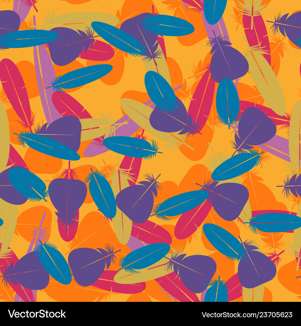 Seamless colorful multicolor pattern with feathers Vector Image