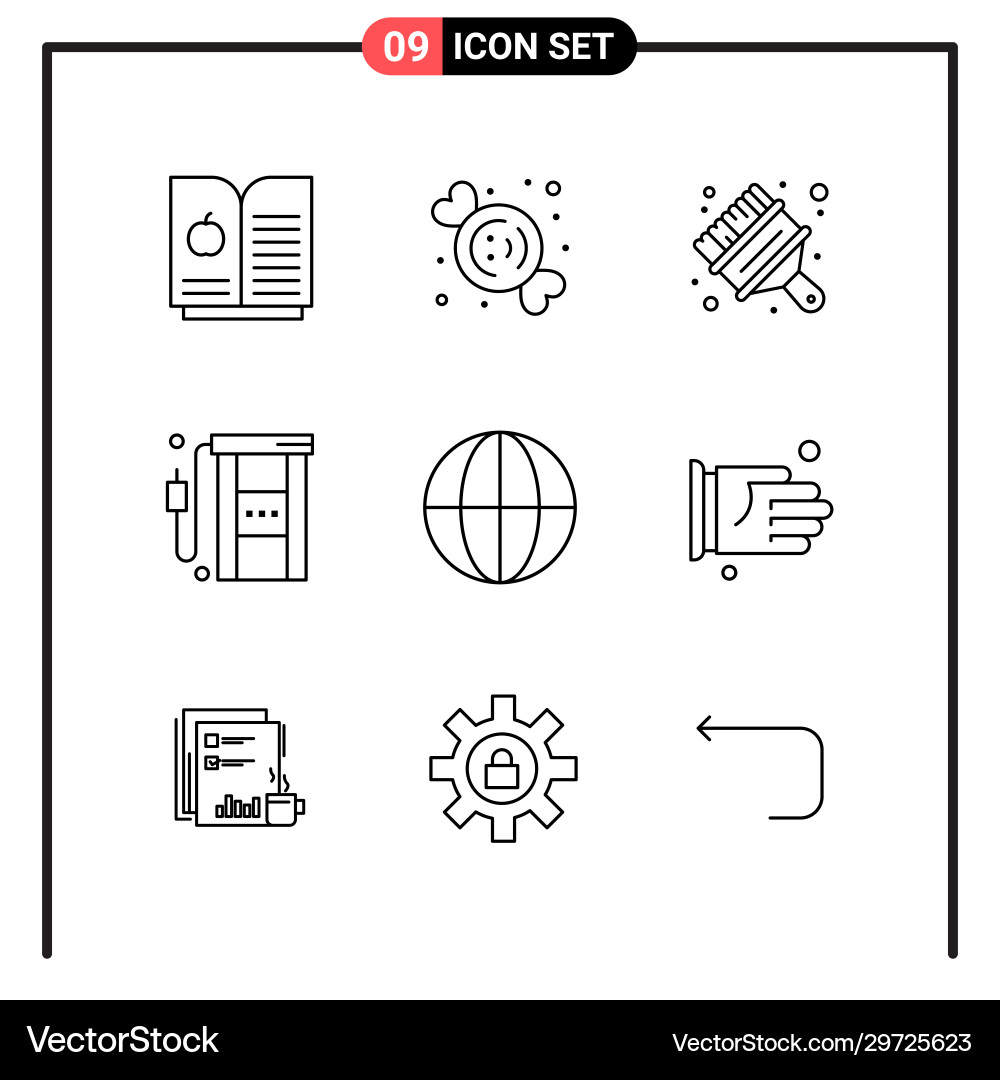 Set 9 line style icons for web and mobile Vector Image