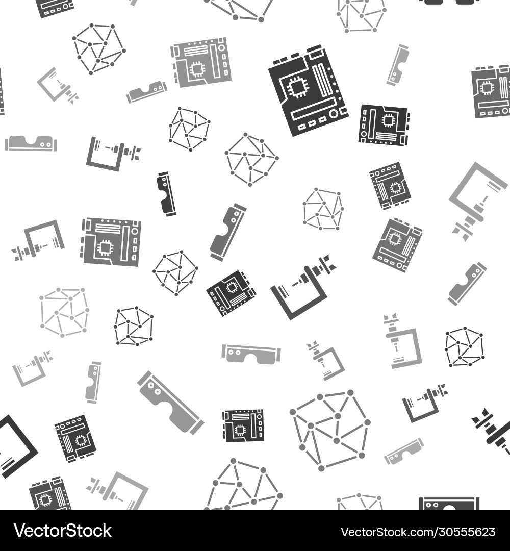 Set motherboard neural network microscope Vector Image
