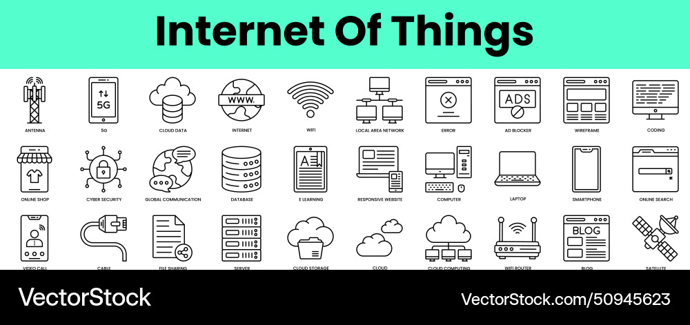 Set of internet things icons linear style icon Set of internet things icons linear style icon Vector Image