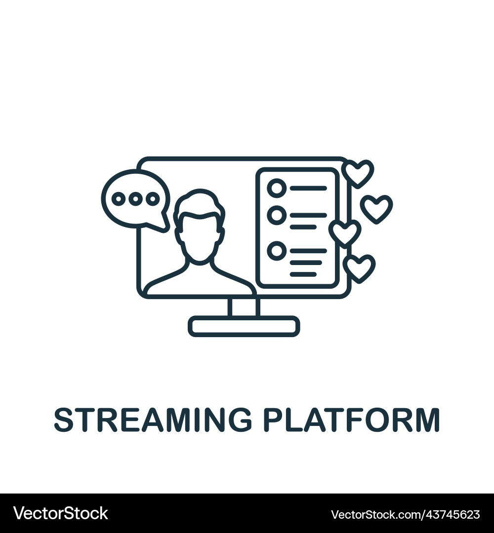 Steaming platform icon line simple streaming Steaming platform icon line simple streaming Vector Image