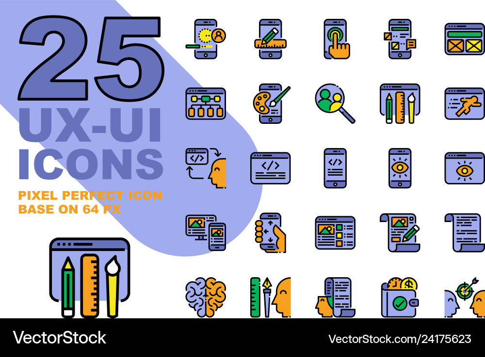 Ux ui Anwendung Umriss Farbsymbole gesetzt Basis Ux ui Anwendung Umriss Farbsymbole gesetzt Basis vektorbild