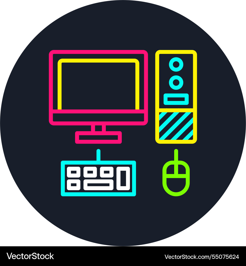 Computer line multi color icon vector image