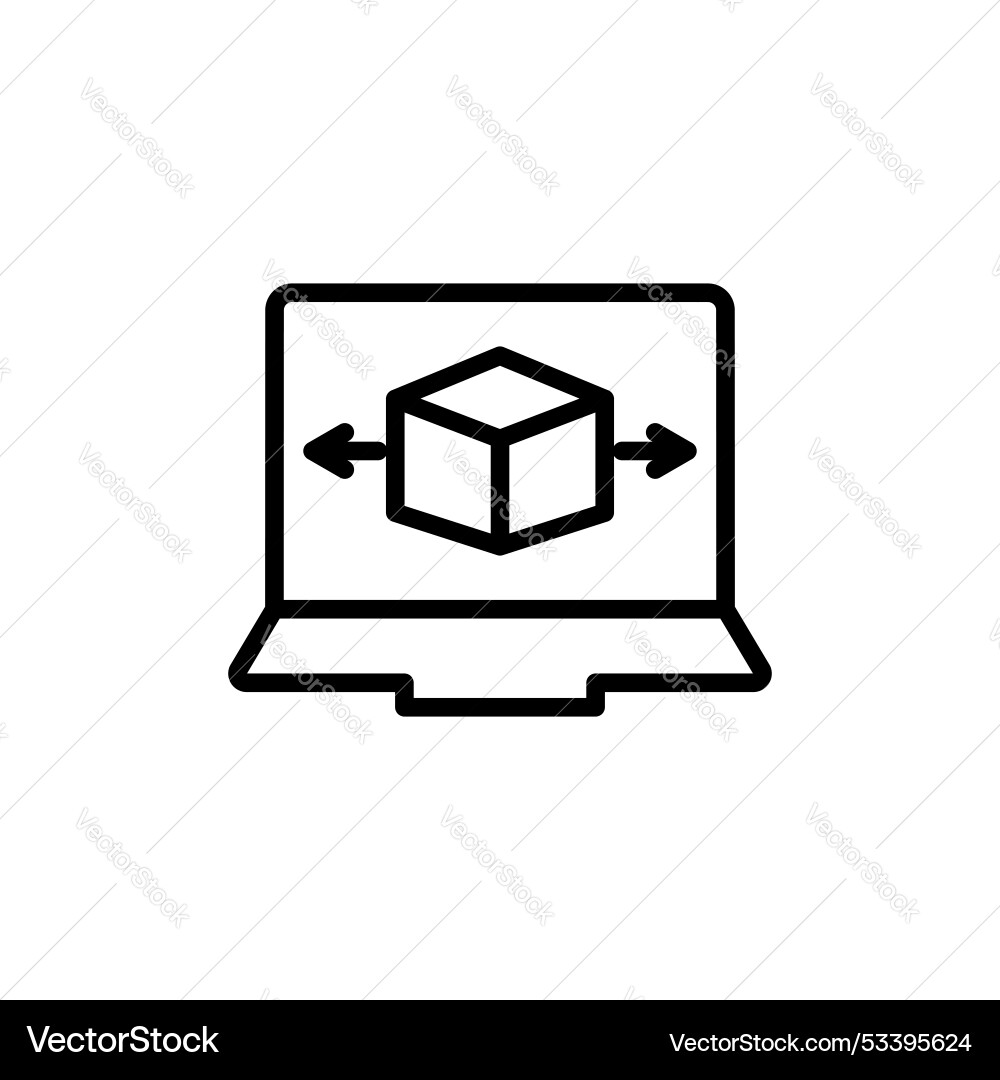 Computer simulation line icon isolated on white Vector Image