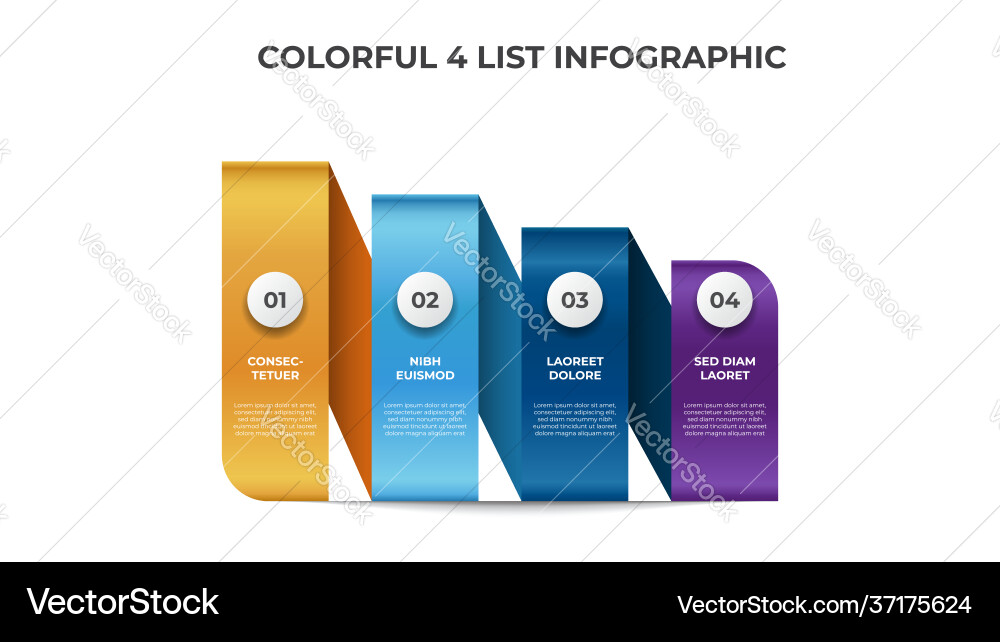Descending list layout diagram 4 points steps Descending list layout diagram 4 points steps vector image