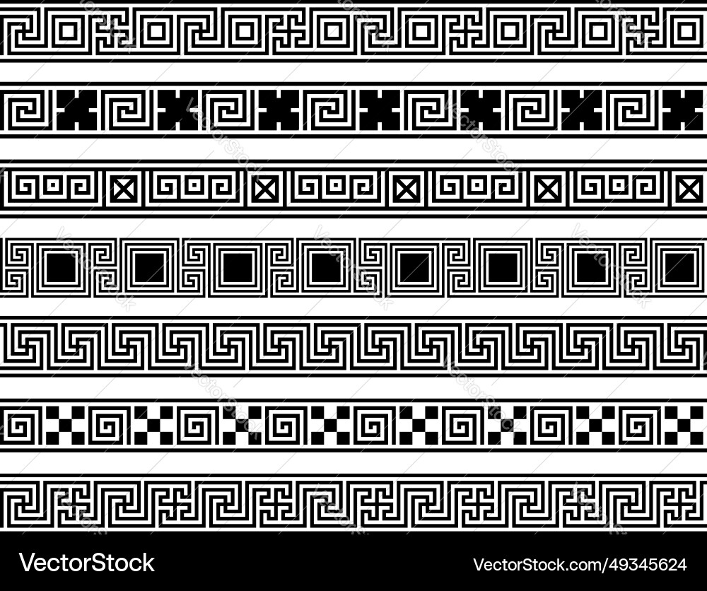 Different meander ansient patterns wide frame Different meander ansient patterns wide frame Vector Image