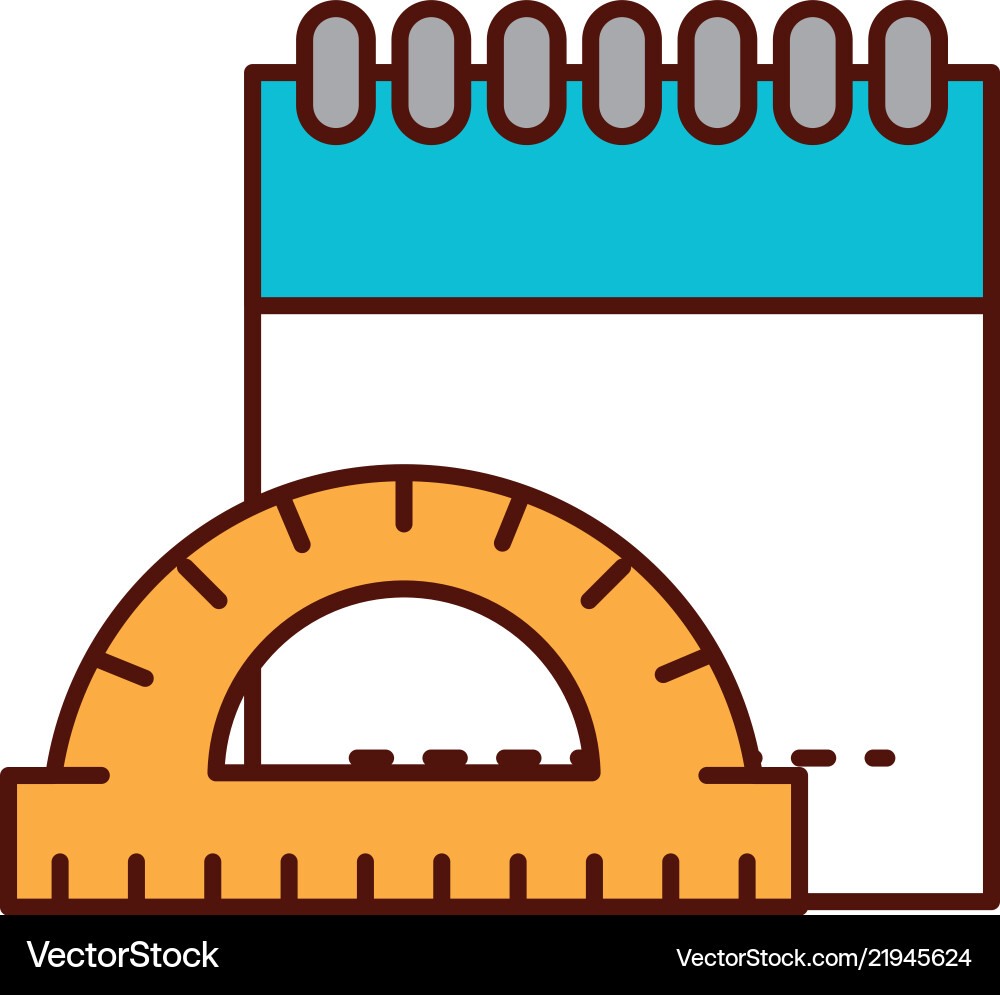 Graphic design notepad and protractor measure tool Vector Image