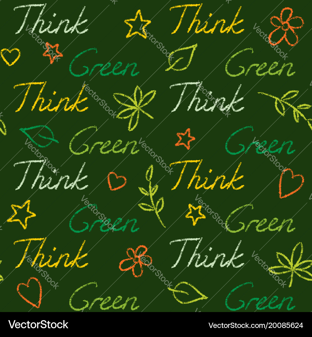 Green Pattern with Think Text Vector Image
