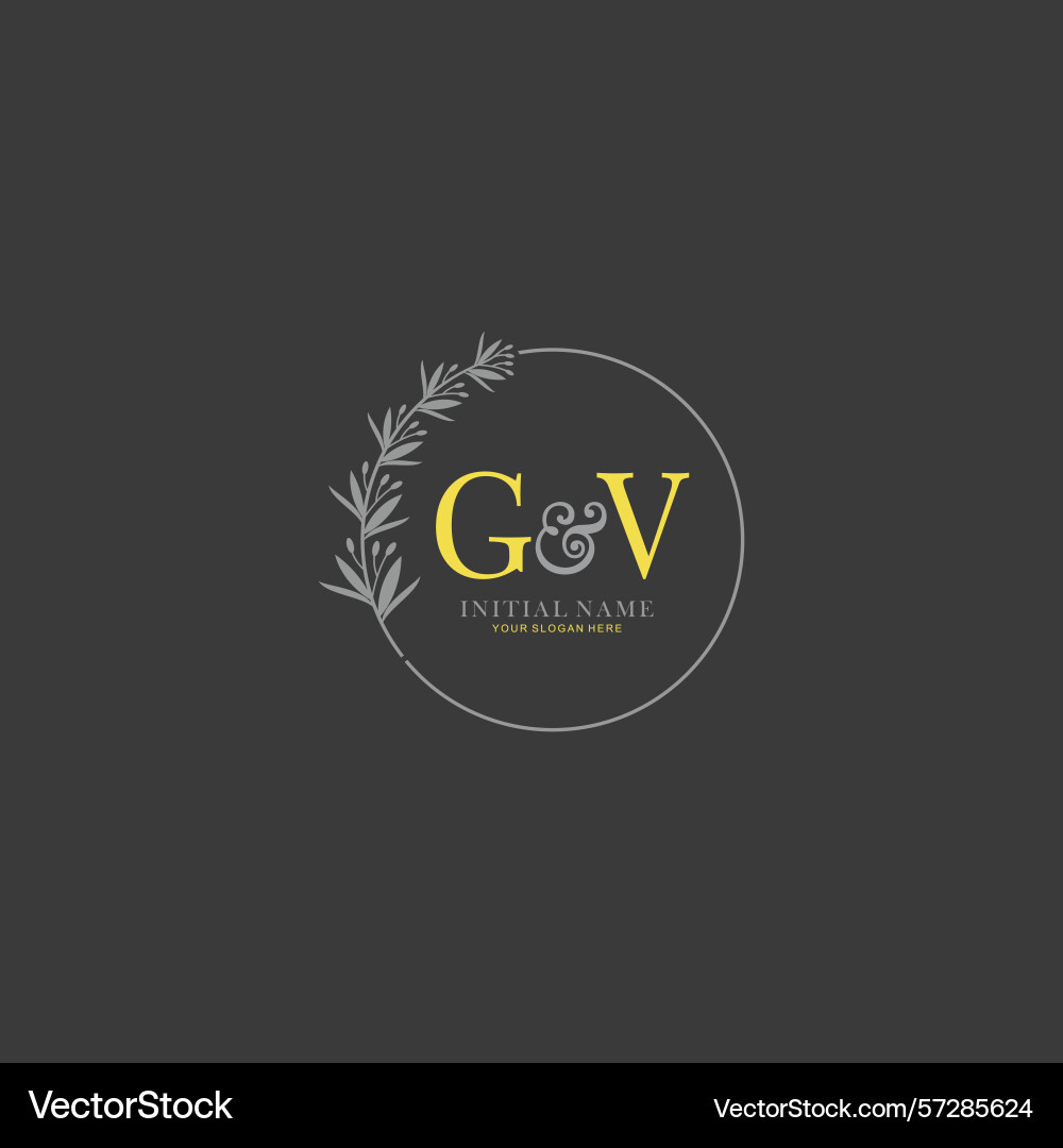 Gv initial logo templates with botanical elements Gv initial logo templates with botanical elements vector image