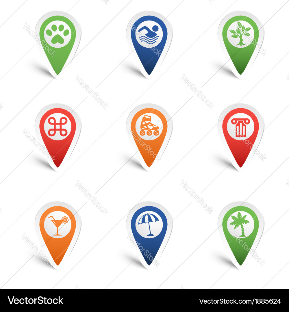Map Pointer Icons - Location & Leisure vector image