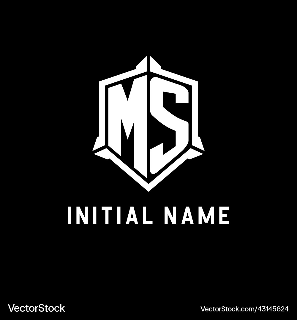 Ms logo initial with shield shape design style Vector Image