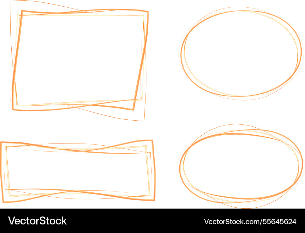 Orange colorful square and circle outline frames Orange colorful square and circle outline frames vector image