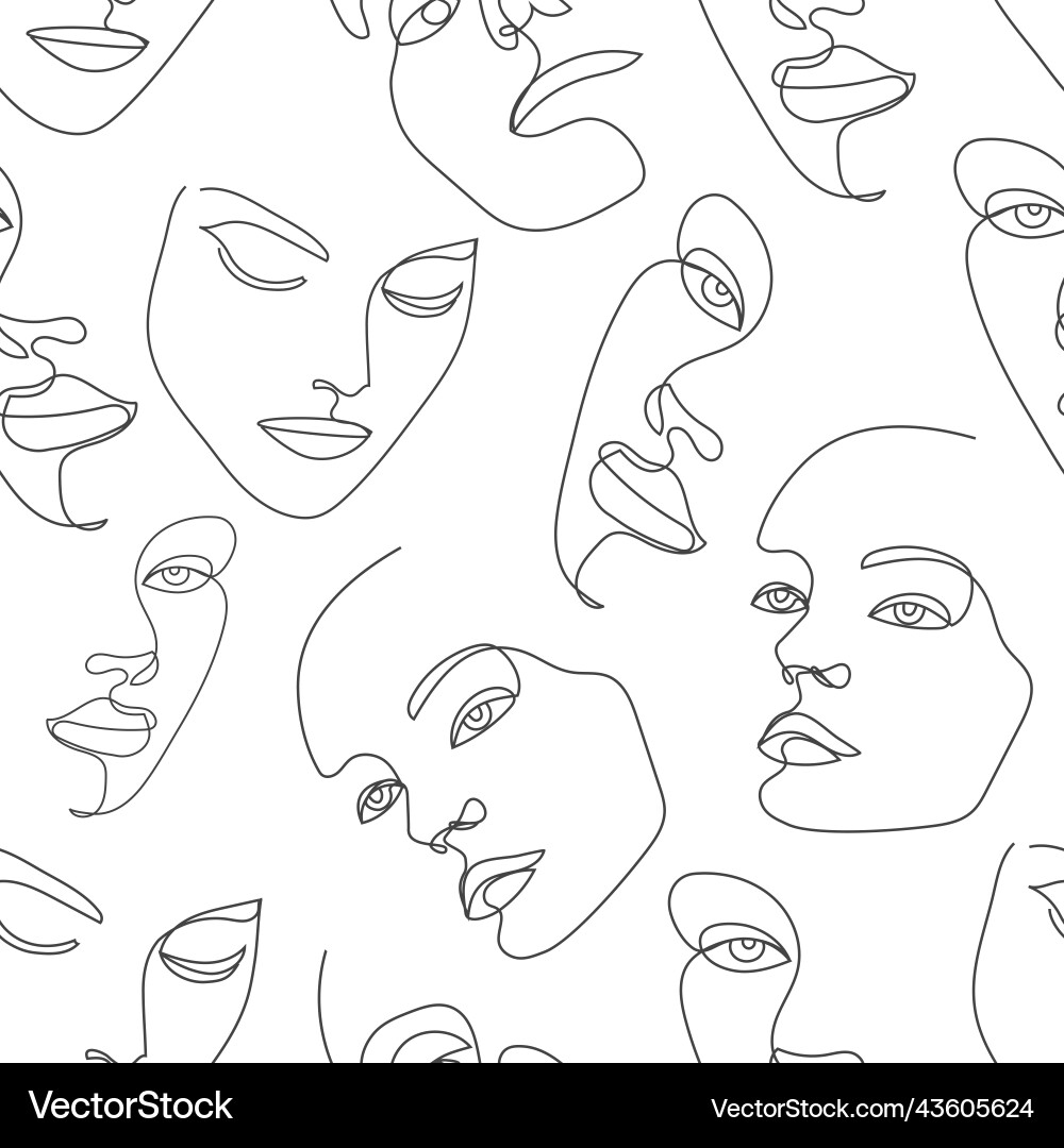 Seamless pattern continuous line art vector image