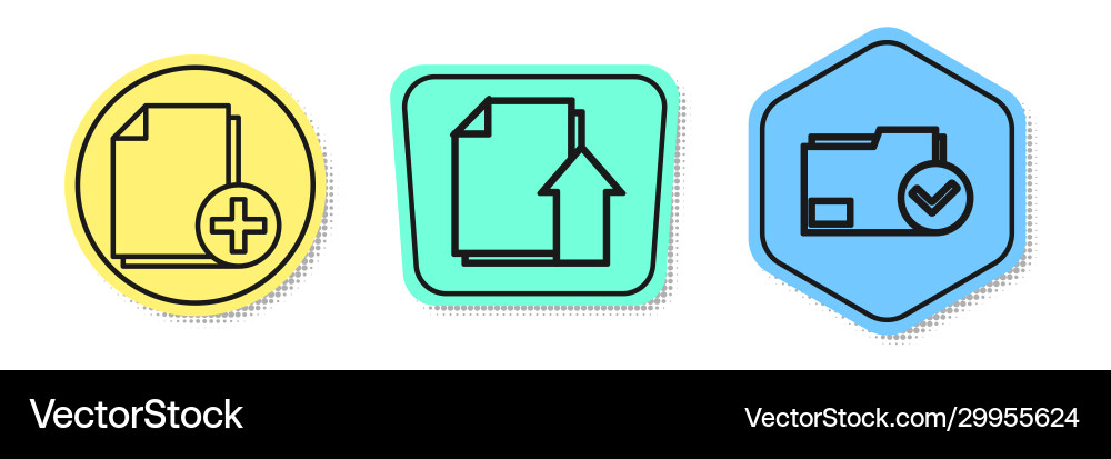 Set line add new file upload document Set line add new file upload document Vector Image