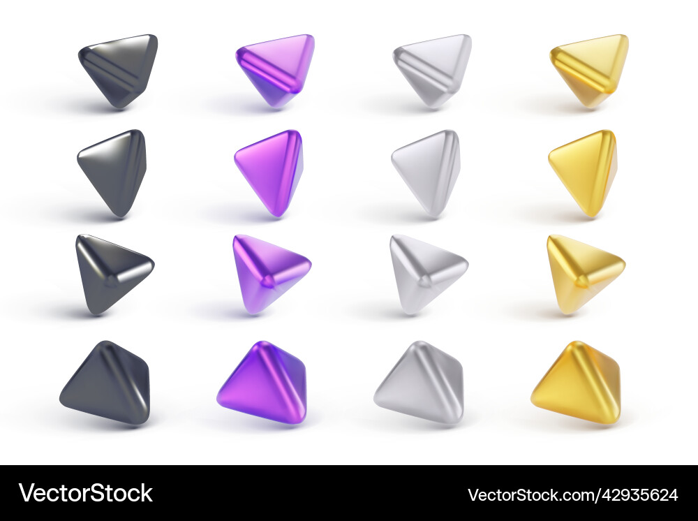 Set of colorful geometric 3d objects with shadow vector image