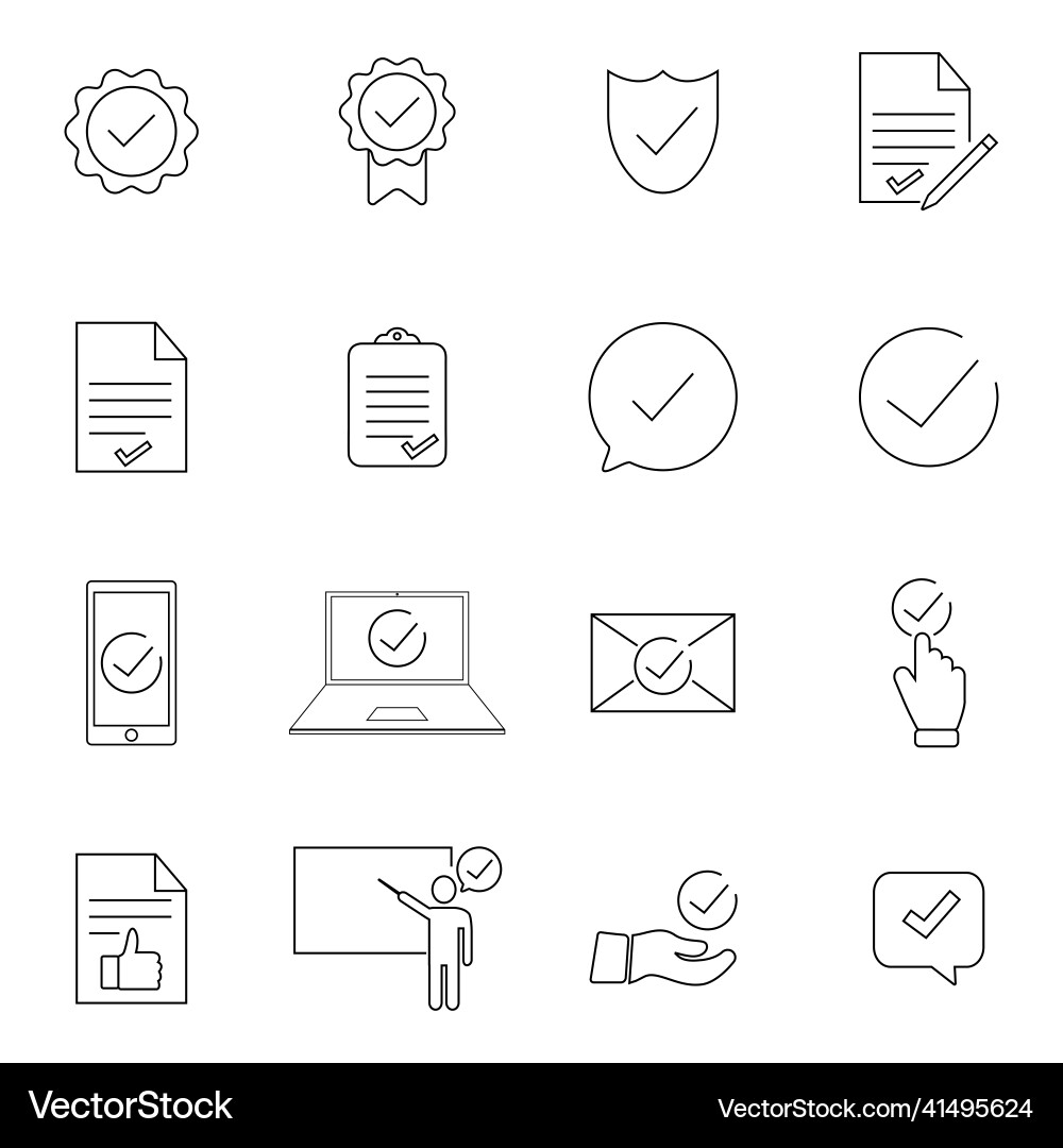 Simple set of approve related line icons contains Vector Image