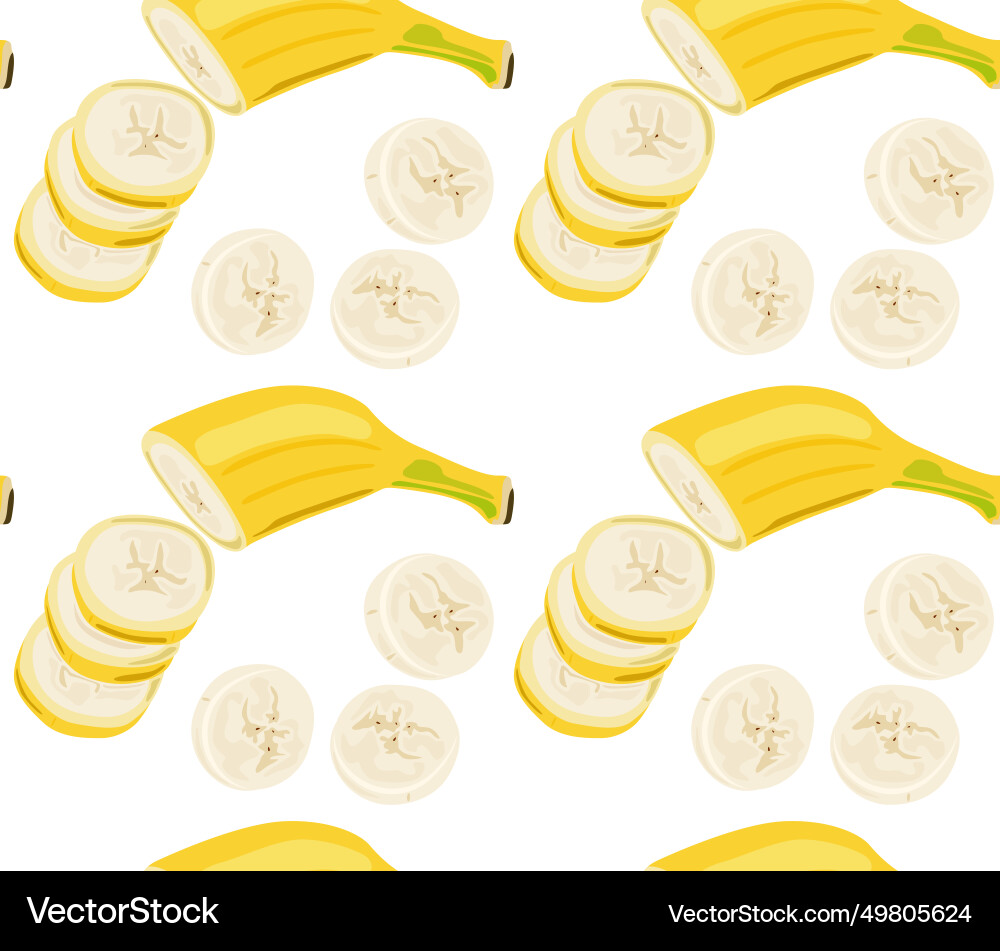 Sliced banana seamless pattern Vector Image