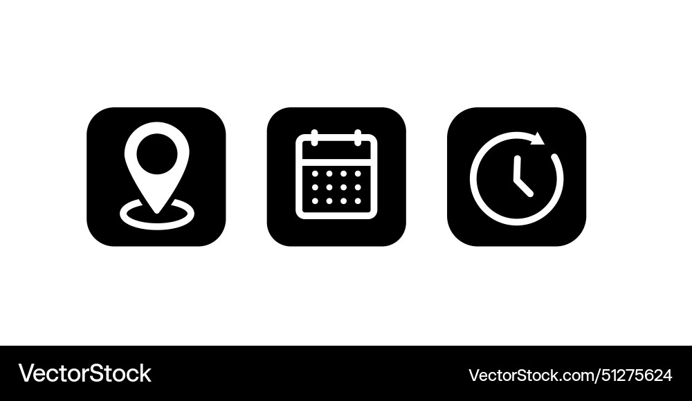 Time date and address icon isolated Time date and address icon isolated Vector Image
