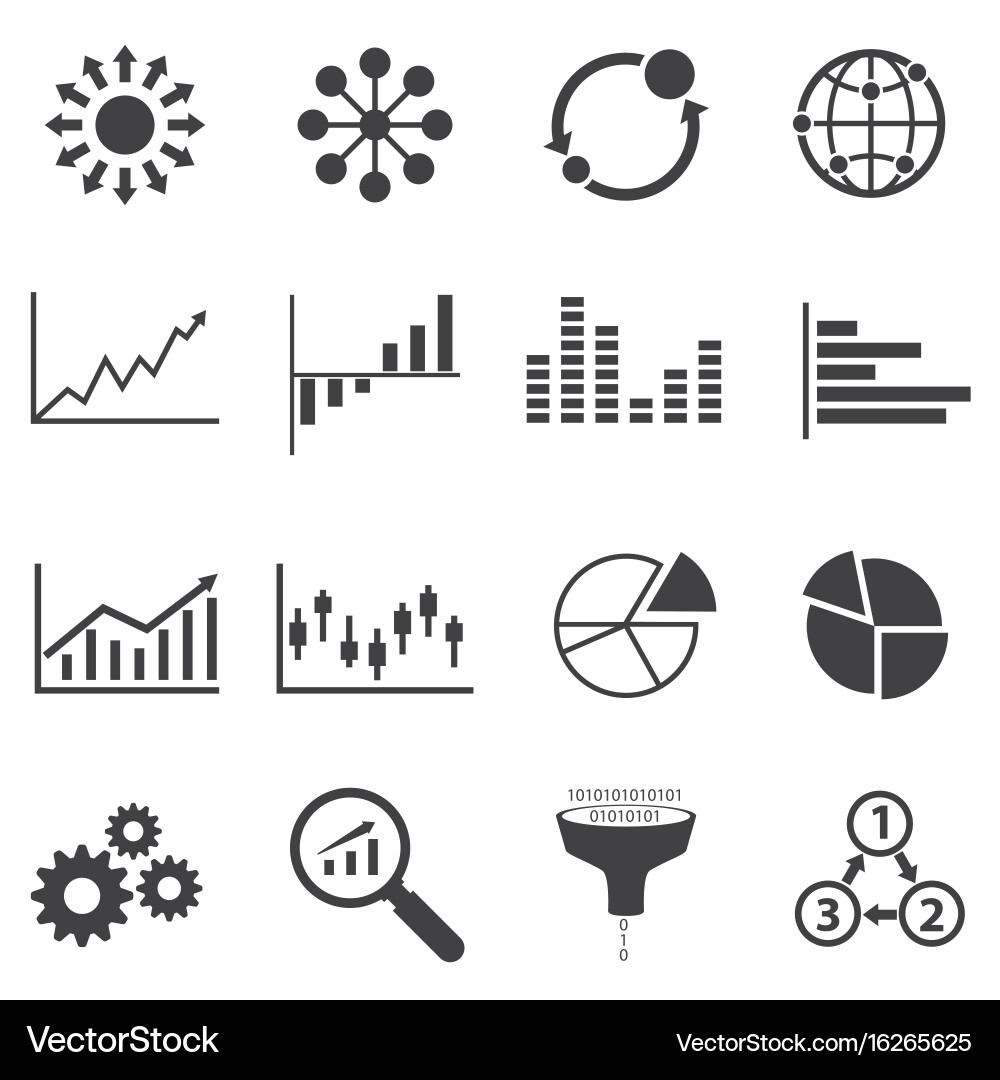 Big Data Analytics Icon Set vector image