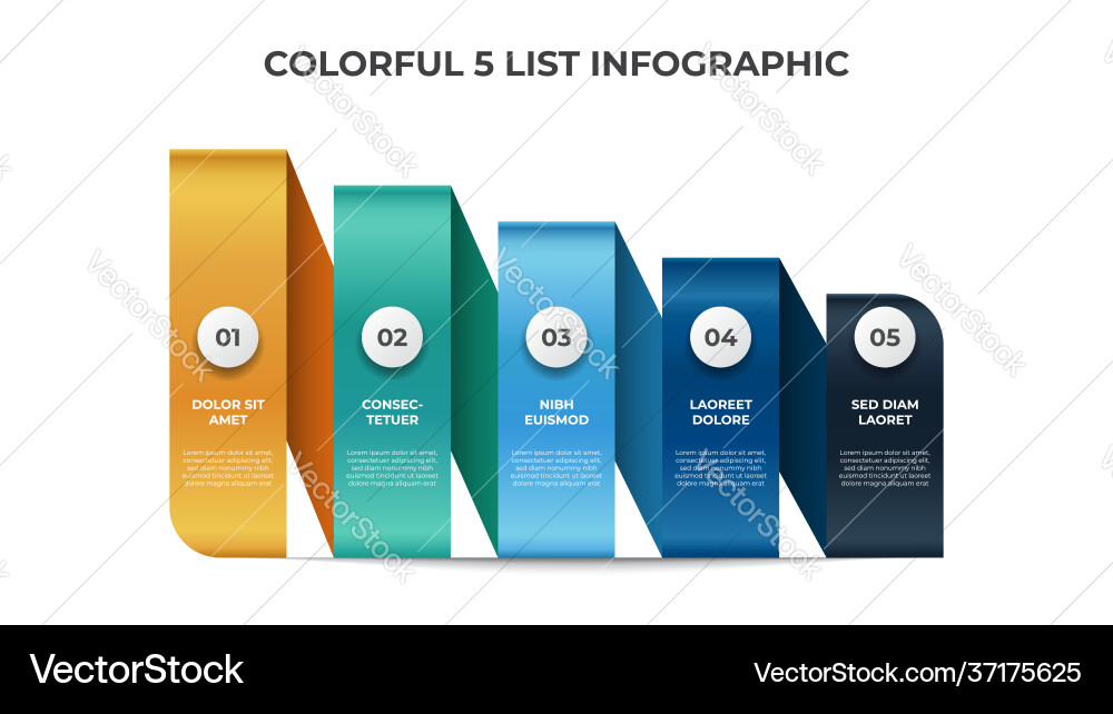 Descending list layout diagram 5 points steps Descending list layout diagram 5 points steps vector image