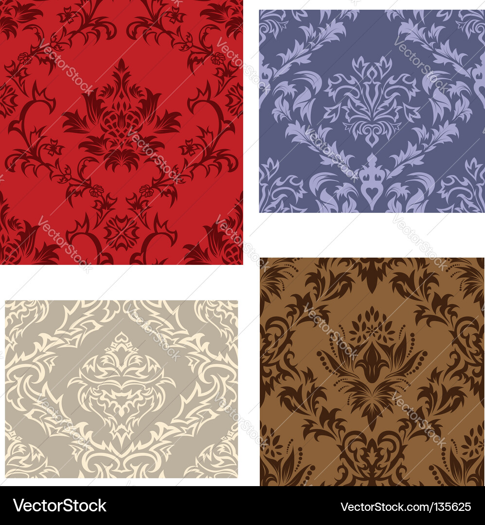 Elegant Damask Pattern Collection Vector Image