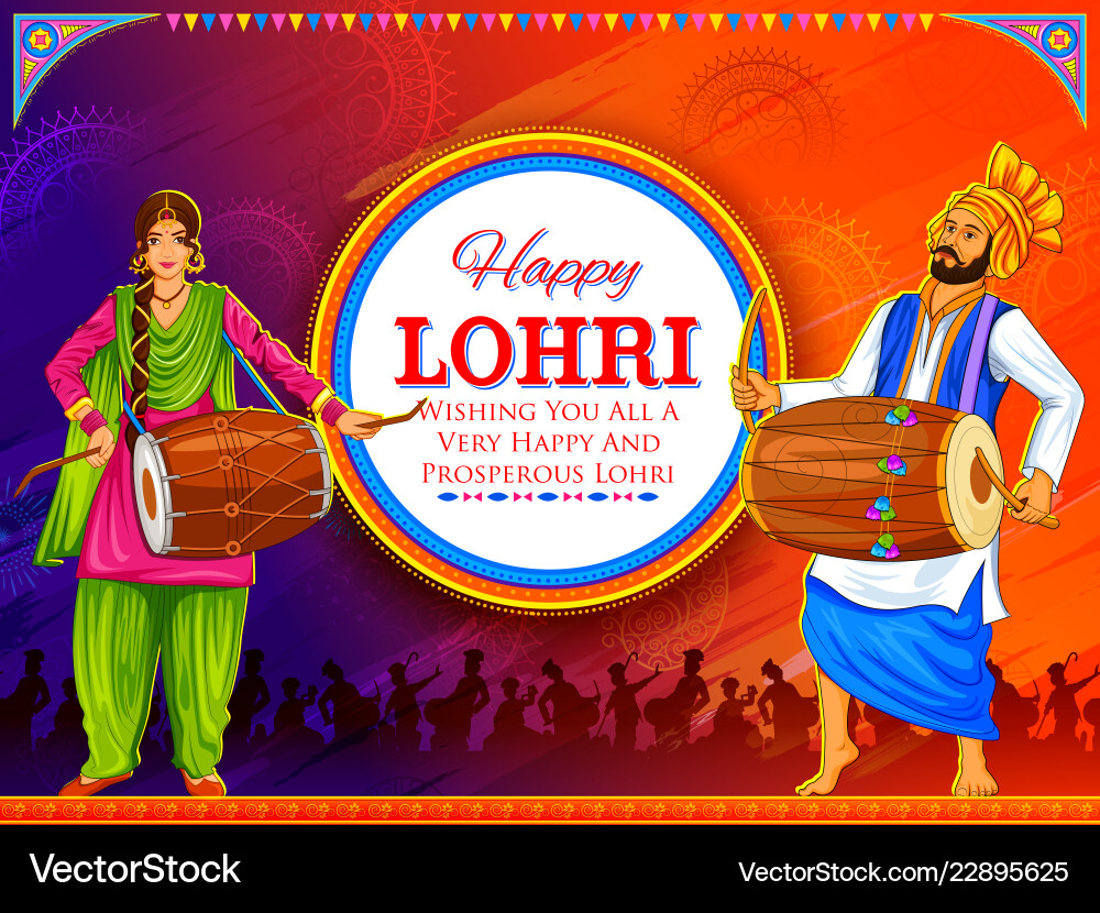 Happy lohri holiday background for punjabi Happy lohri holiday background for punjabi vector image