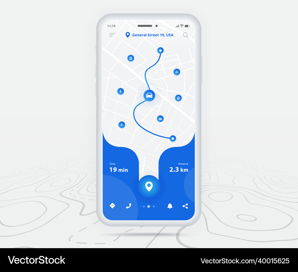 Map gps navigation ux ui concept smartphone Vector Image