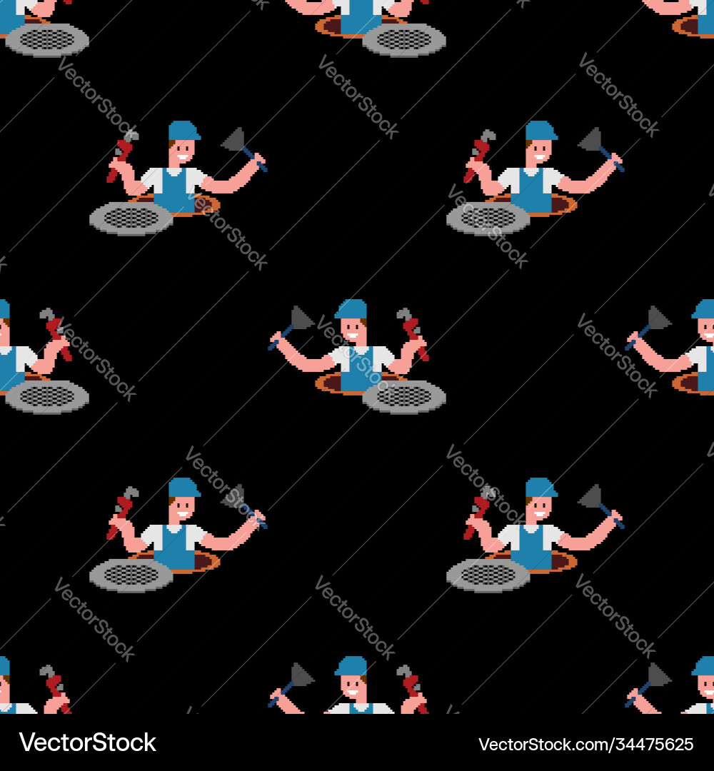 Plumber pixel art pattern seamless working Vector Image