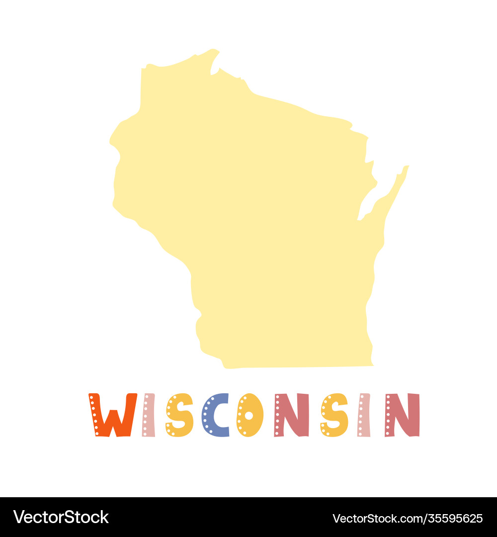 Usa collection map wisconsin doodling style Usa collection map wisconsin doodling style vector image