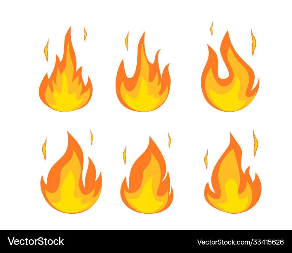 Cartoon fire flames set vector image