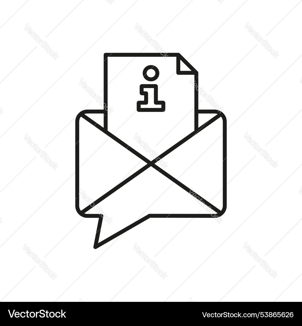 Email with information document line icon Email with information document line icon vector image
